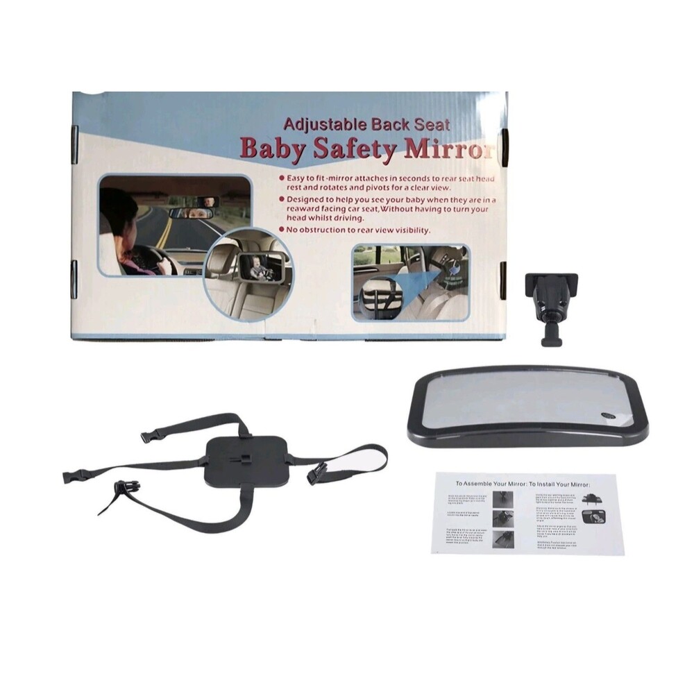 New In Box Adjustable Back Seat Baby Safety Mirror Baby Shower Gift Pivots New